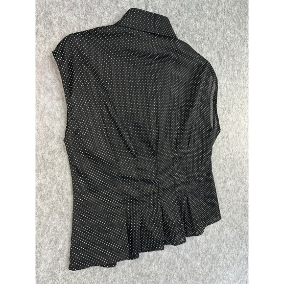 Rafaella Top Black Polka Dot Button Up Sleeveless Blouse Womens Size 14 Business - Picture 6 of 9